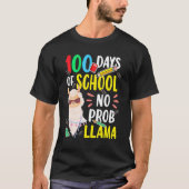 100 Days of School Shirt No Probllama Llama 100th  (Voorkant)