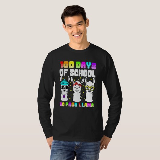 100 Days Of School Shirt No Probllama Llama 100th  (Voorkant volledig)