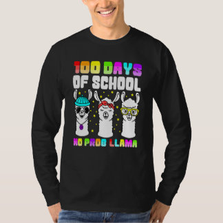 100 Days Of School Shirt No Probllama Llama 100th 