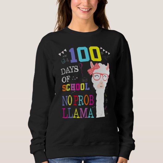 100 Days Of School Shirt No Probllama Llama 100Th  (Voorkant)