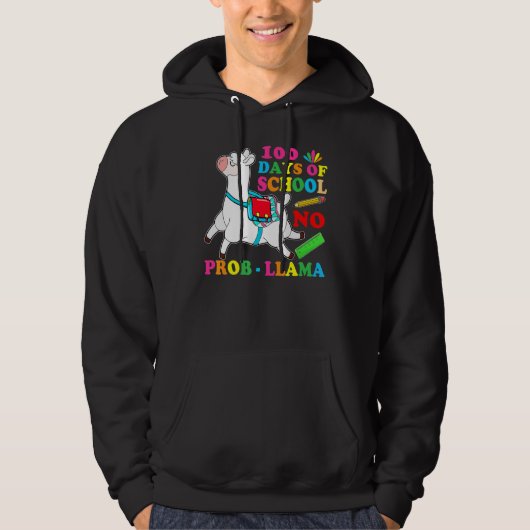 100 Days Of School Shirt No Probllama Llama 100th  (Voorkant)