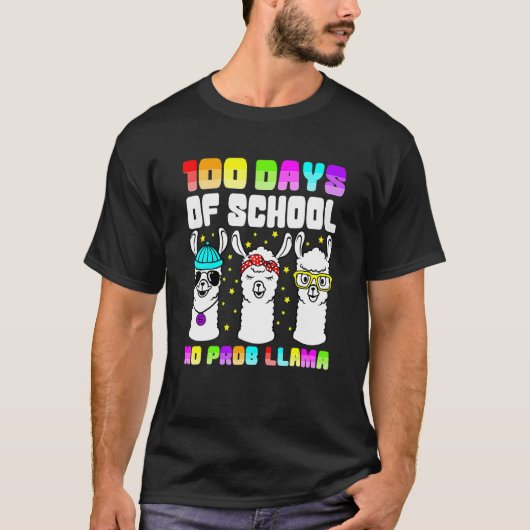 100 Days Of School Shirt No Probllama Llama 100th  (Voorkant)