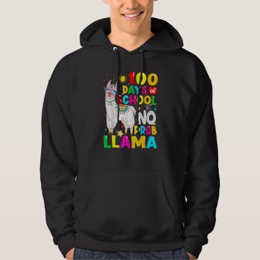 100 Days Of School Shirt No Probllama Llama 100th  (Voorkant)