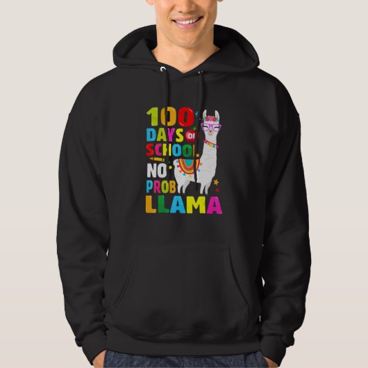 100 Days of School Shirt No Probllama Llama 100th  (Voorkant)