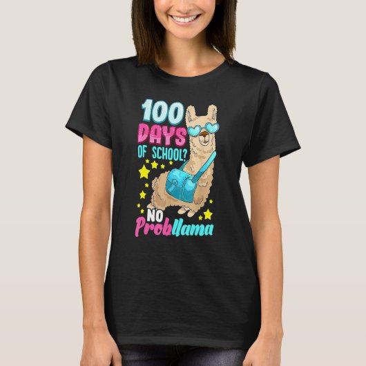 100 Days Of School Shirt No Probllama Llama 100th  (Voorkant)