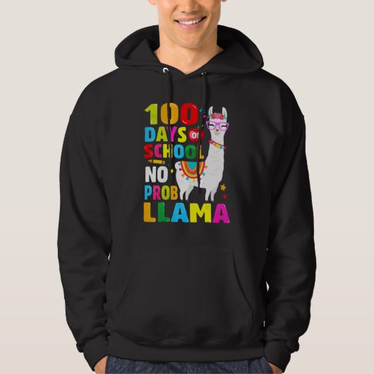 100 Days Of School Shirt No Probllama Llama 100th  (Voorkant)