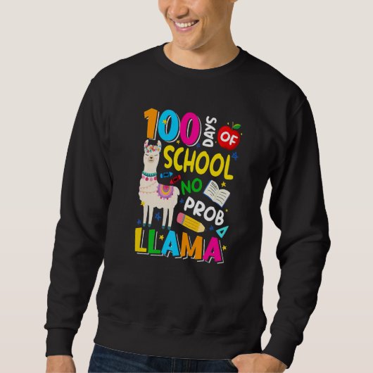 100 Days of School Shirt No Probllama Llama 100th (Voorkant)