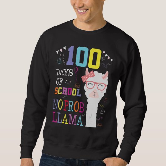 100 Days Of School Shirt No Probllama Llama 100Th  (Voorkant)
