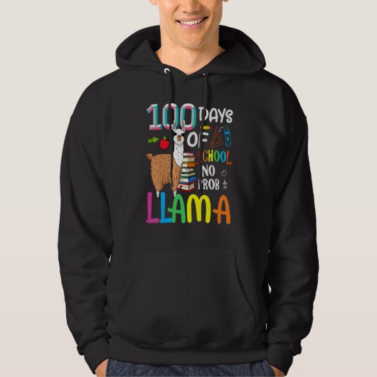 100 Days Of School Shirt No Probllama Llama 100th  (Voorkant)