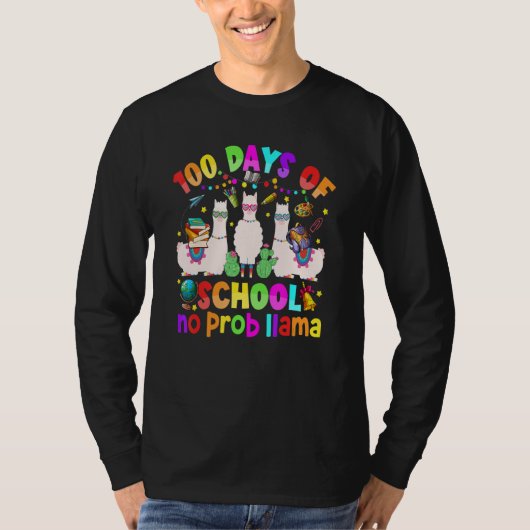 100 Days of School Shirt No Probllama Llama for Te (Voorkant)