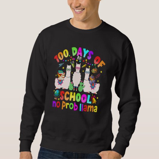 100 Days of School Shirt No Probllama Llama for Te (Voorkant)