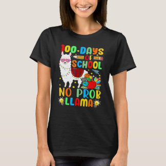 100 Days of School Shirt No Probllama Llama Plaid 
