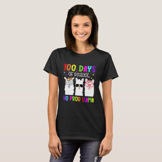 100 Days of School Shirt No Probllama Llama Teache (Voorkant volledig)