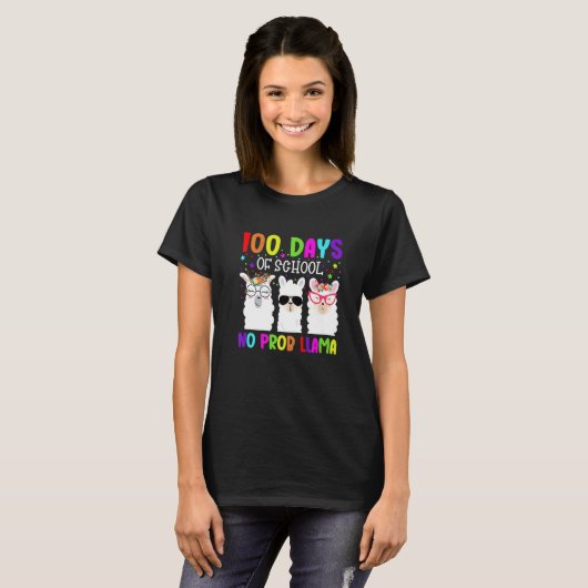 100 Days of School Shirt No Probllama Llama Teache (Voorkant volledig)