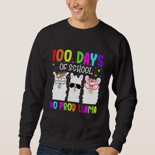 100 Days of School Shirt No Probllama Llama Teache (Voorkant)