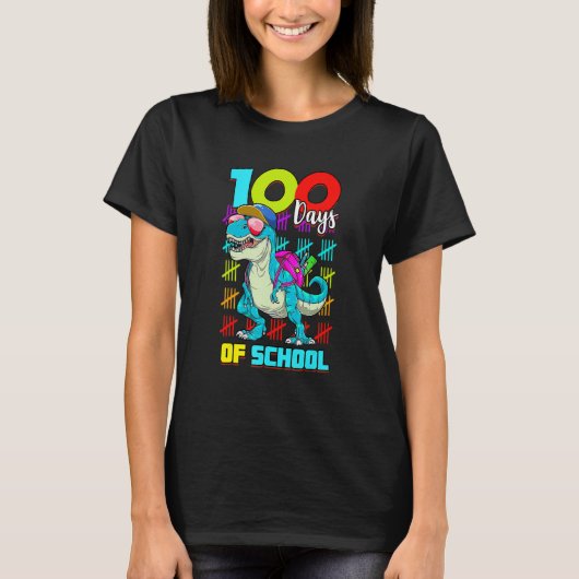100 Days Of School Shirt T Rex 100 Days Smarter 10 (Voorkant)