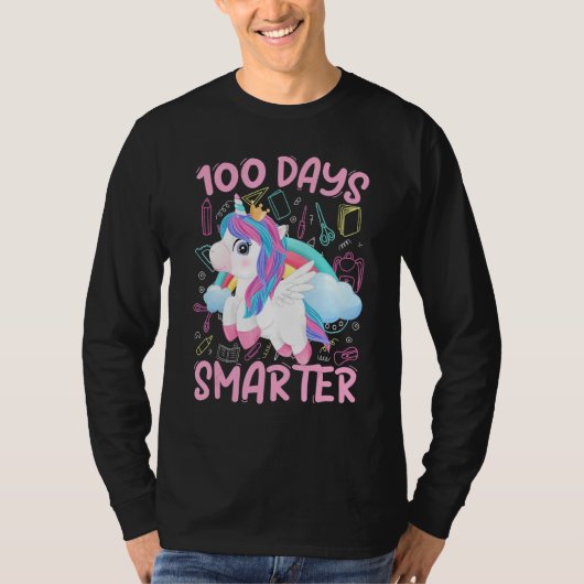 100 Days of School Shirt Unicorn Girls 100th Day O (Voorkant)