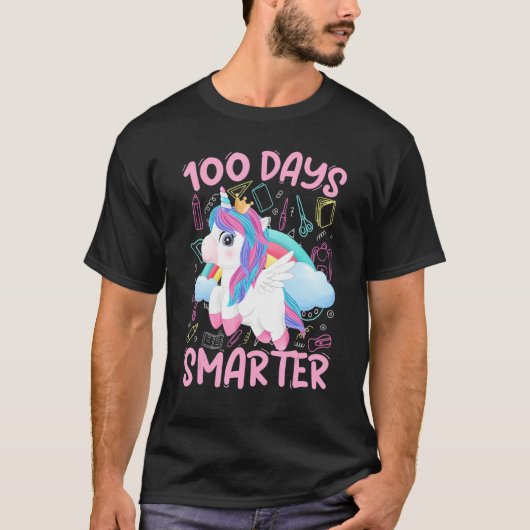 100 Days of School Shirt Unicorn Girls 100th Day O (Voorkant)