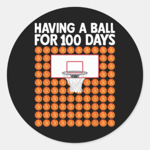 100 Days of School Sketll 100th Day voor jongens m Ronde Sticker