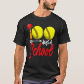 100 Days of School Softball Teacher Kids 100th Day T-shirt (Voorkant)