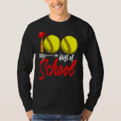 100 Days of School Softball Teacher Kids 100th Day T-shirt (Voorkant)
