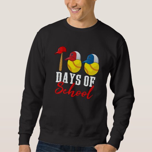 100 days of school Softball Teacher Kids 100th day Trui (Voorkant)