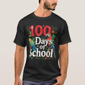 100 Days of School squad bird Student Parrot Zoo T-shirt