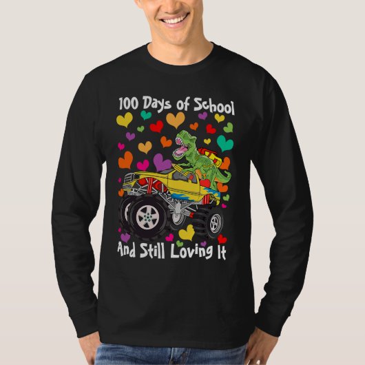 100 Days of School & Still Loving It Dinosaur Mons T-shirt (Voorkant)