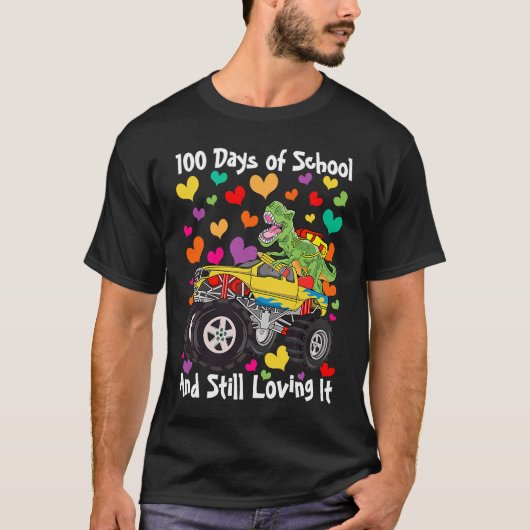 100 Days of School & Still Loving It Dinosaur Mons T-shirt (Voorkant)