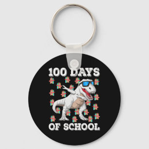 100 Days of School T-Rex Dabbing Kinder jongens 10 Sleutelhanger