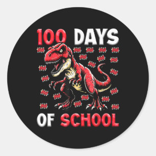 100 Days of School T-Rex Kinder Jongens 100ste Dag Ronde Sticker