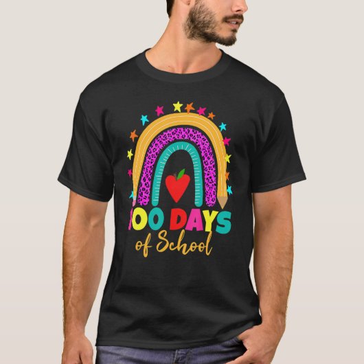 100 Days Of School Teacher 100 Days Smarter Rainbo T-shirt (Voorkant)