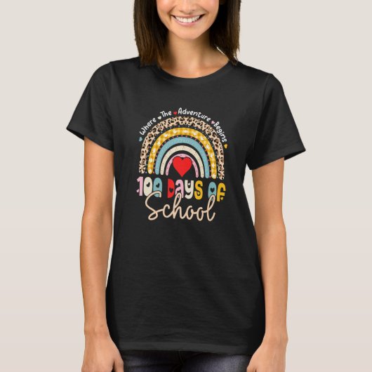 100 Days Of School Teacher 100 Days Smarter Rainbo T-shirt (Voorkant)