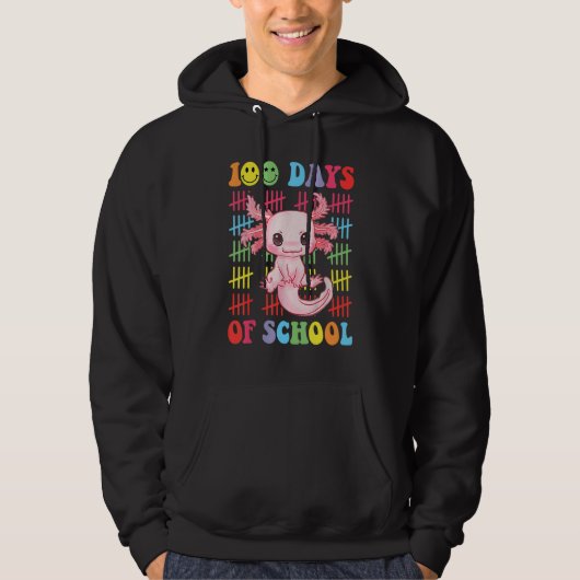 100 Days of School Teacher Happy 100 Days Axolotl  Hoodie (Voorkant)