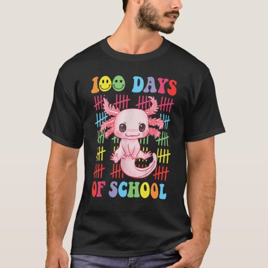 100 Days of School Teacher Happy 100 Days Axolotl  T-shirt (Voorkant)