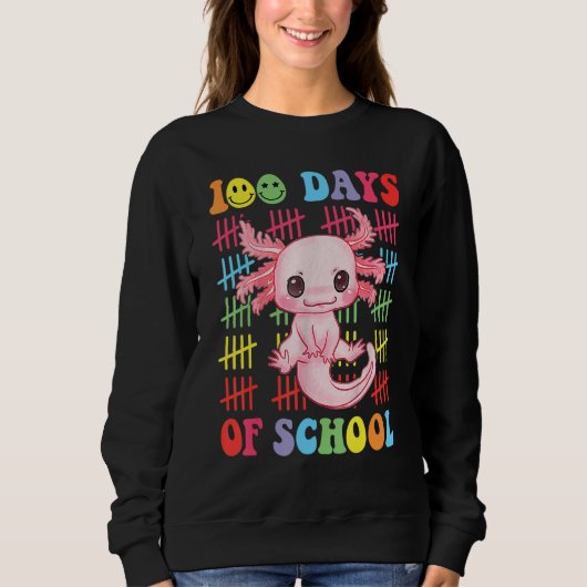 100 Days of School Teacher Happy 100 Days Axolotl  Trui (Voorkant)