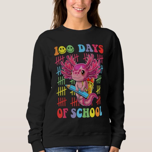 100 Days of School Teacher Happy 100 Days Axolotl  Trui (Voorkant)