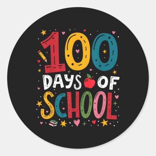 100 Days of School Teacher Kind Boys 2025 100th Ronde Sticker (Voorkant)