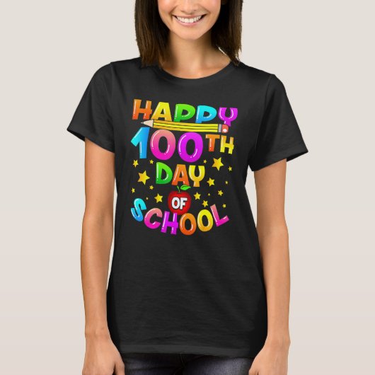 100 Days Of School Teacher Student Happy 100th Day T-shirt (Voorkant)