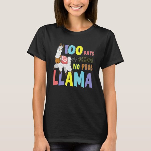 100 Days of School Tees No Probllama Llama 100th d (Voorkant)