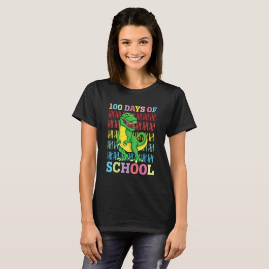 100 Days Of School Trex 100 Days Smarter 100th Day T-shirt (Voorkant volledig)