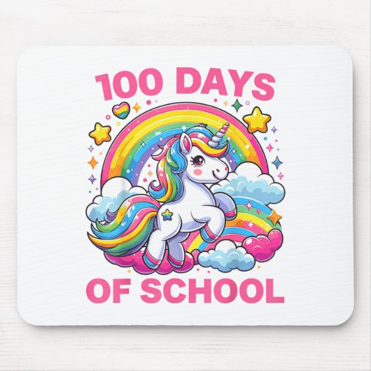 100 Days Of School Unicorn Girls Teacher 100th Day Muismat (Voorkant)