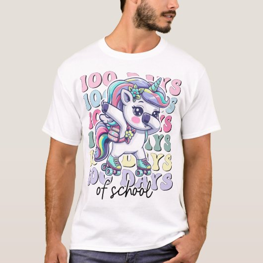 100 Days of School Unicorn Girls Teachers T-shirt (Voorkant)
