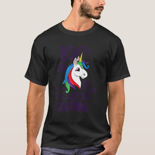 100 Days Of School Unicorn T Shirt For Girls Kids  (Voorkant)