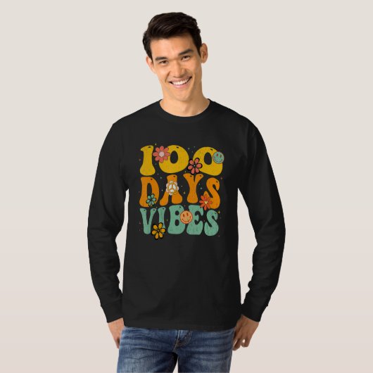 100 Days Of School Vibes 100th Day Of School Retro T-shirt (Voorkant volledig)