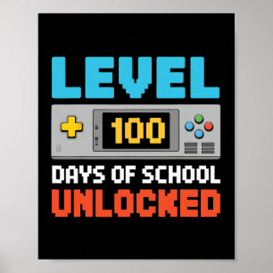 100 Days of School Video Gamer Boys Kinder 100 dag Poster