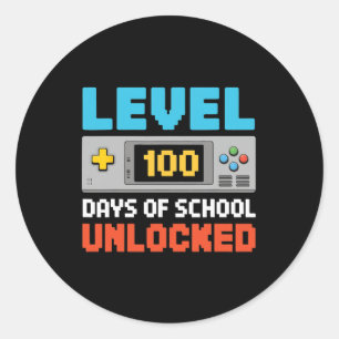 100 Days of School Video Gamer Boys Kinder 100 dag Ronde Sticker