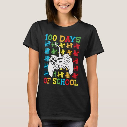 100 Days of School Video Games Controller Gaming K T-shirt (Voorkant)