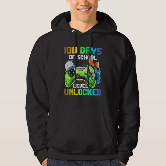 100 Days of School Video Games Level Unlocked Game Hoodie (Voorkant)