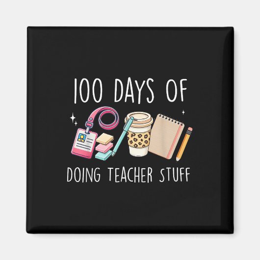 100 Days of School Vrouwen Leraar Graphic 100th Magneet (Voorkant)